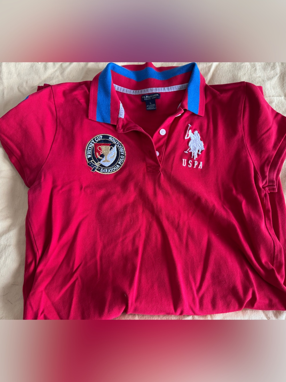 U.S. Polo Assn. Red Polo with Blue Trim